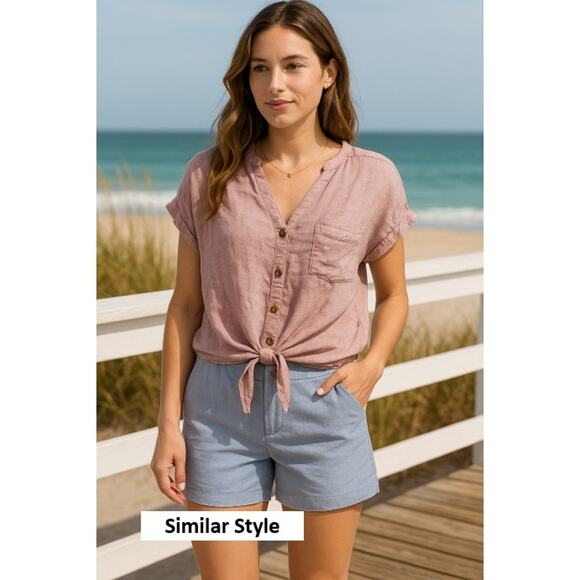 Scandal Italy Linen Tie Front Button Top Women’s M Pink Boho Beach Casual - Picture 7 of 7